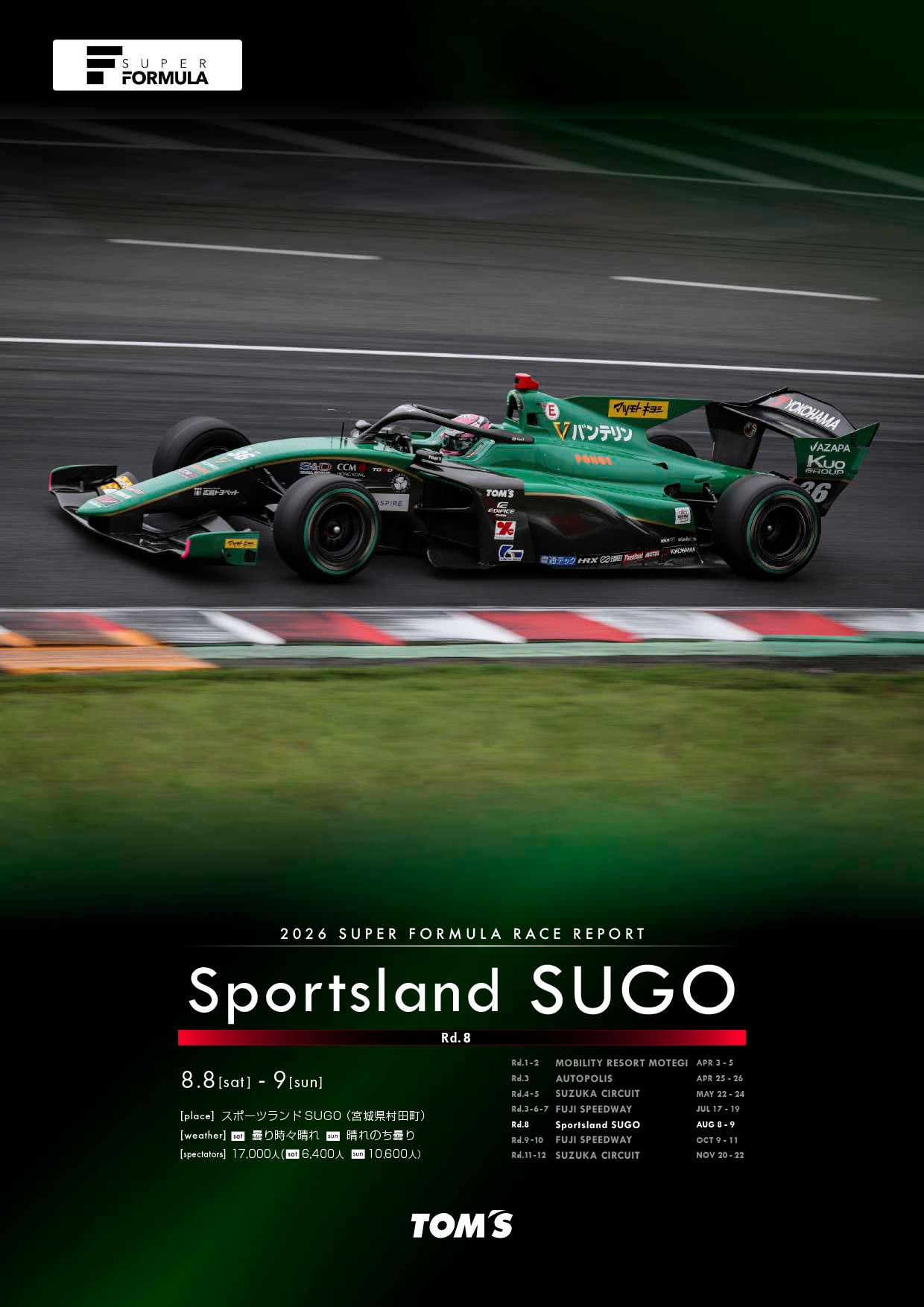 SUPER FORMULA 2026 第8戦(スポーツランドSUGO)レースレポート公開のお知らせ