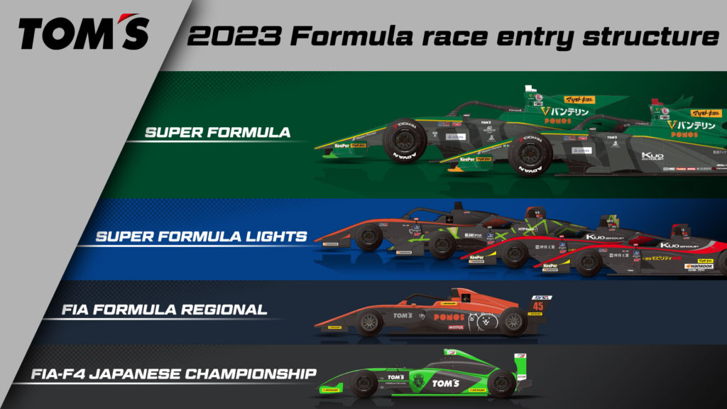2023年度 TOM'Sフォーミュラカテゴリーの参戦体制発表参戦台数は